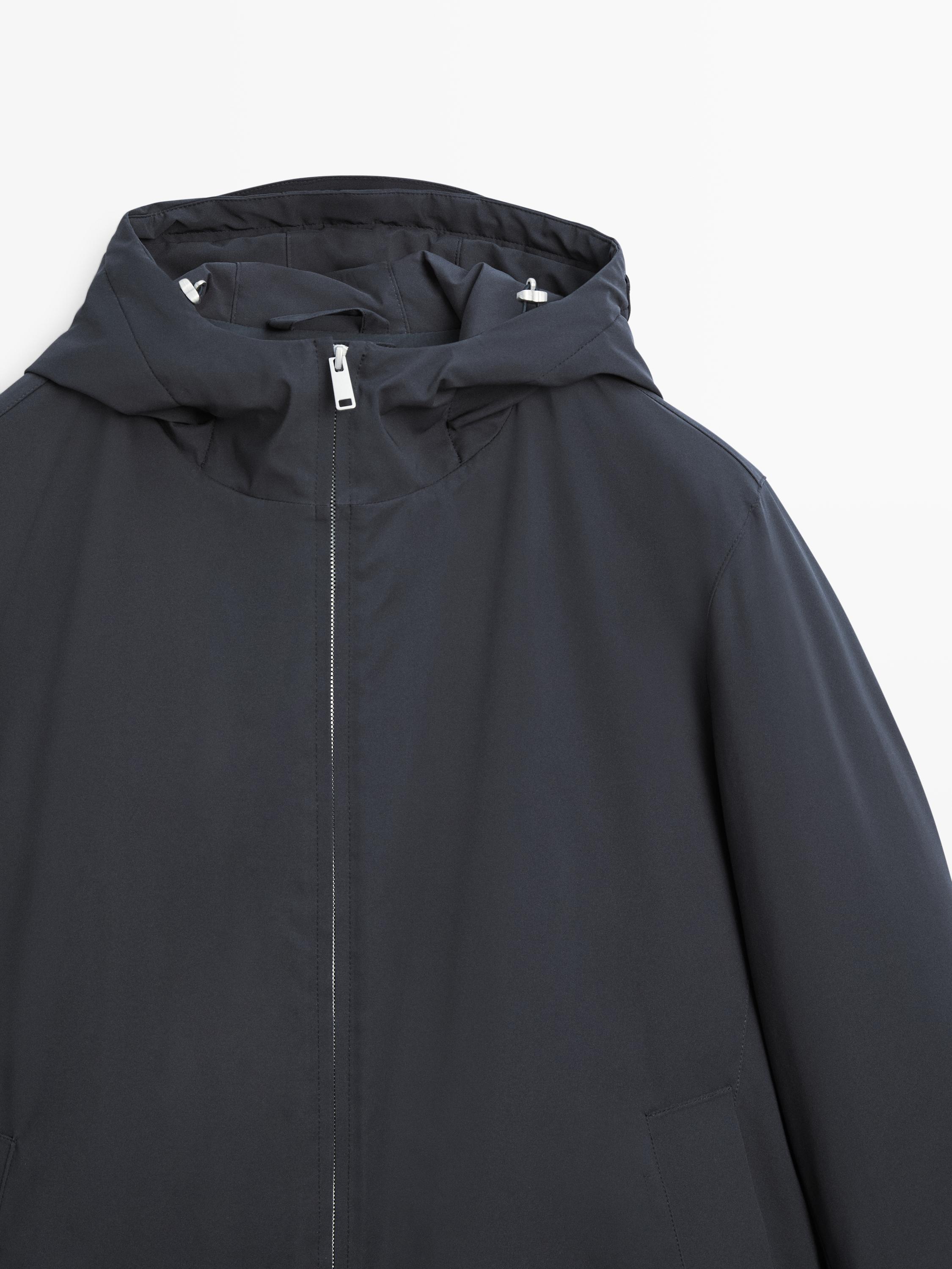 Water-repellent down blend hooded parka
